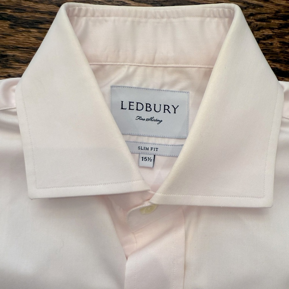 Ledbury pink dress shirt 15.5 x 34 slim